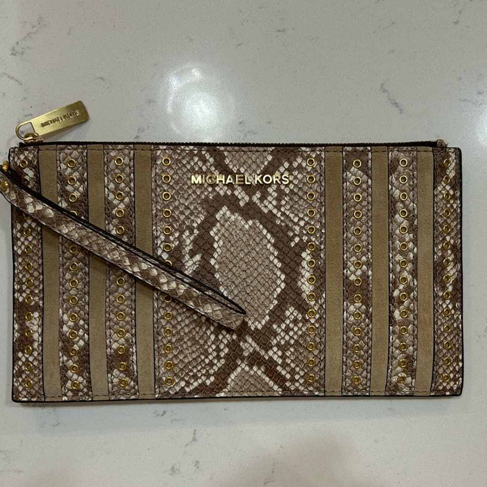 Michael by Michael Kors Snakeskin Clutch